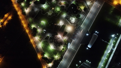 Praça dos Cristais, SMU - noturna zenital